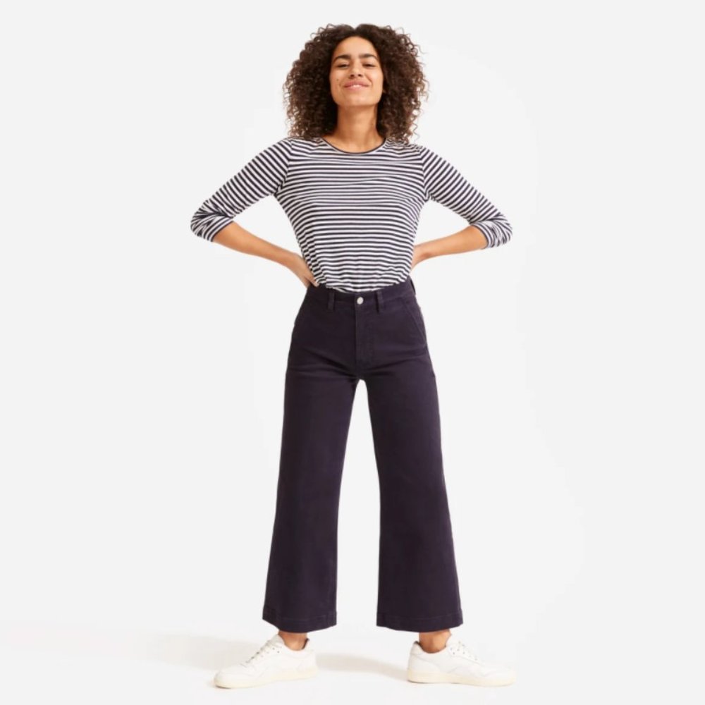 Everlane The Wide Leg Crop Pant Cropped Blue 10